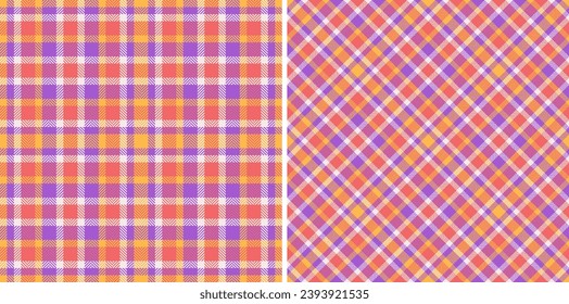 Vector textile check of background fabric pattern with a tartan seamless texture plaid set in favorite colors.