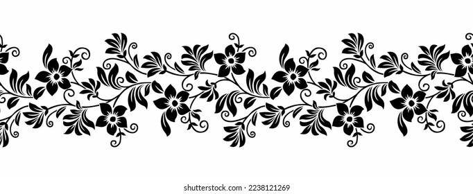 Vector textile floral border design
