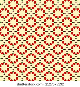 Vector textile floral pattern in shades of yellow and red
