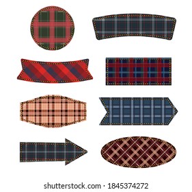 Vector textile labels. Tags fabric texture isolated on white background