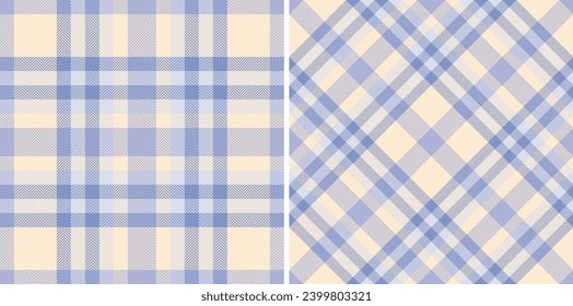 Vector textile pattern of background plaid fabric with a texture tartan seamless check. Set in sea colors. Flannel shirt outfit ideas.