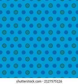 Vector textile pattern with repeating circles in blue and green colors