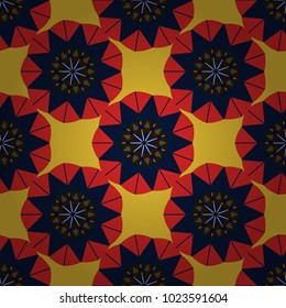 Vector textile print for bed linen, jacket, package design, fabric and fashion concepts. Seamless pattern with mandalas. Mystic background in black, pink and yellow colors.