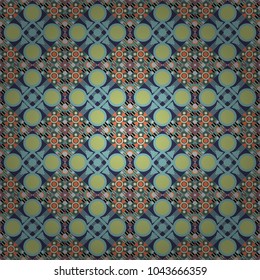 Vector textile print for bed linen, jacket, package design, fabric and fashion concepts. Seamless pattern ethnic design in blue, green and violet colors. Geometric background with tribal tiles.