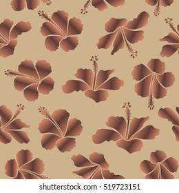 Vector textile print for bed linen, jacket, package design, fabric and fashion concepts. Seamless pattern with brown, beige and orange flowers. Floral watercolor seamless background.