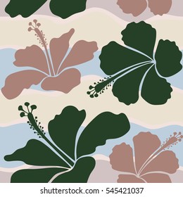 Vector textile print for bed linen, jacket, package design, fabric and fashion concepts. Seamless pattern with neutral and green flowers. Floral watercolor seamless background.