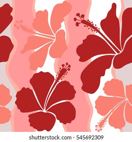 Vector textile print for bed linen, jacket, package design, fabric and fashion concepts. Seamless pattern with pink and red flowers. Floral watercolor seamless background.