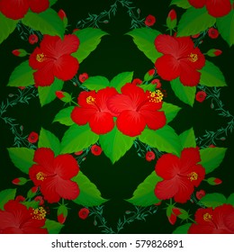 Vector textile print for bed linen, jacket, package design, fabric and fashion concepts. Seamless pattern with many flowers on green background. Floral watercolor seamless background.