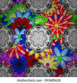 Vector textile print for bed linen, jacket, package design, fabric and fashion concepts. Seamless pattern with flowers. Floral watercolor seamless background.