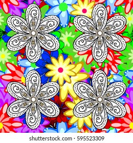 Vector textile print for bed linen, jacket, package design, fabric and fashion concepts. Seamless pattern with flowers. Floral watercolor seamless background.