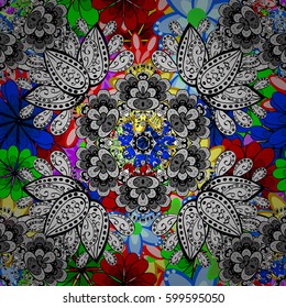 Vector textile print for bed linen, jacket, package design, fabric and fashion concepts. Seamless pattern with flowers. Floral watercolor seamless background.