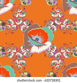 Vector textile print for bed linen, jacket, package design, fabric and fashion concepts. Seamless pattern with blue and pink flowers. Floral watercolor seamless background.