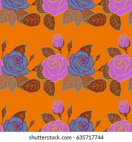 Vector textile print for bed linen, jacket, package design, fabric and fashion concepts. Seamless pattern with flowers. Floral watercolor seamless background.