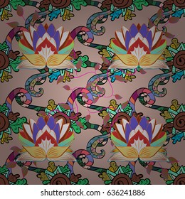 Vector textile print for bed linen, jacket, package design, fabric and fashion concepts. Seamless pattern with blue and pink flowers. Floral watercolor seamless background.