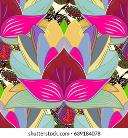 Vector textile print for bed linen, jacket, package design, fabric and fashion concepts. Seamless pattern with blue flowers. Floral watercolor seamless background.