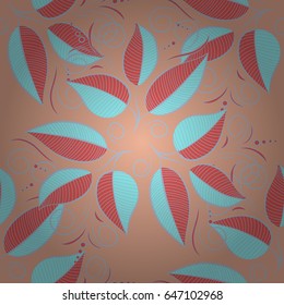 Vector textile print for bed linen, jacket, package design, fabric and fashion concepts. Seamless pattern with blue leaves. Floral watercolor seamless background.