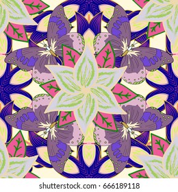 Vector textile print for bed linen, jacket, package design, fabric and fashion concepts. Seamless pattern with flowers. Floral watercolor seamless background.