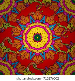 Vector textile print for bed linen, jacket, package design, fabric and fashion concepts. Seamless pattern with red, orange, yellow and pink flowers. Floral watercolor seamless background.