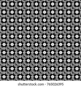 Vector textile print for bed linen, jacket, package design, fabric and fashion concepts. Seamless pattern ethnic design in white, gray and black colors. Geometric background with tribal tiles.