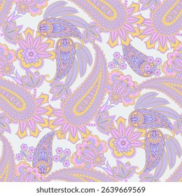 Vector textile print. Seamless Design for covers, fabrics, textiles, wrapping paper. Vector pattern Paisley Indian motifs and decorative floral elements