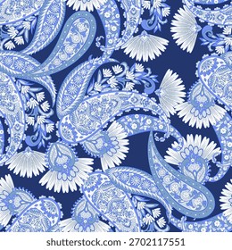 Vector textile print. Seamless Design for covers, fabrics, textiles, wrapping paper. Vector pattern Paisley Indian motifs and decorative floral elements