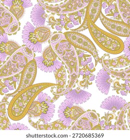 Vector textile print. Seamless Design for covers, fabrics, textiles, wrapping paper. Vector pattern Paisley Indian motifs and decorative floral elements