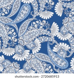 Vector textil estampado. Diseño sin costuras para cubiertas, telas, textiles, papel de embalaje. Patrón de Vector Paisley motivos indios y Elementos florales decorativos