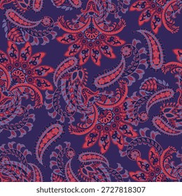 Vector textil estampado. Diseño sin costuras para cubiertas, telas, textiles, papel de embalaje. Patrón de Vector Paisley motivos indios y Elementos florales decorativos