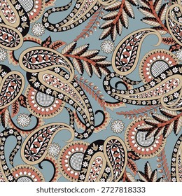 Vector textile print. Seamless Design for covers, fabrics, textiles, wrapping paper. Vector pattern Paisley Indian motifs and decorative floral elements