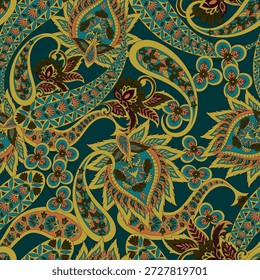 Impressão têxtil vetorial. Design perfeito para capas, tecidos, têxteis, papel de embrulho. Padrões vetoriais Motivos indianos Paisley e elementos florais decorativos