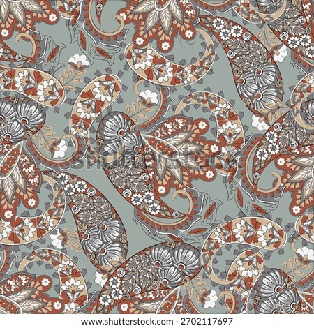 Vector textile print. Seamless Design for covers, fabrics, textiles, wrapping paper. Vector pattern Paisley Indian motifs and decorative floral elements