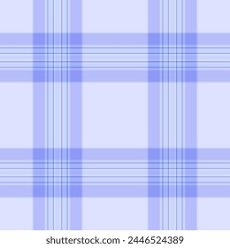 Vector textile texture of plaid tartan fabric with a check pattern seamless background in light and blue colors.