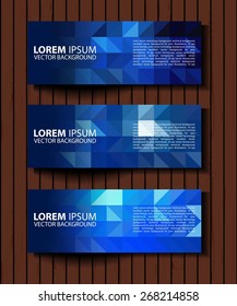 Vector textural banners in grunge style. Eps 10. set of blue vector rectangular banners