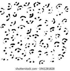 vector texture of an abstract background of curved brackets and black dots on a white background. hand drawn texture of thick black rounded lines and dots repeating patterns