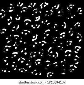vector texture of an abstract background of white brackets and dots on a black background. hand drawn background rounded lines and dots repeating elm patterns diane pattern