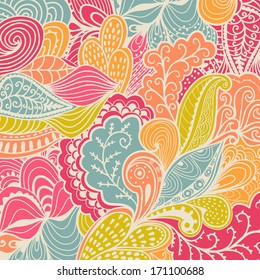 Vector texture with abstract flowers. Colorful background. Ethnic  pattern. Vector backdrop. Bright pattern. Summer template. Use for wallpaper,pattern fills, web page background