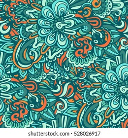 Vector texture with abstract flowers. floral doodle wavy background. Wild surface design