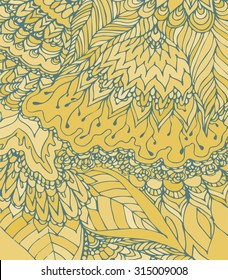 Vector texture with abstract flowers. Summer, spring or autumn template. Gentle background. Warm colored pattern. Yellow monochrome backdrop. 