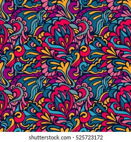 Vector texture with abstract flowers. Wild surface design