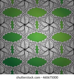 Vector texture with abstract white strape flowers on green gradient background.