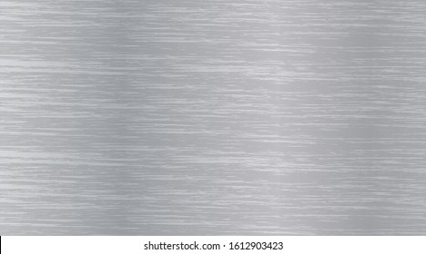 Vector texture of aluminum. Background metal brushes with shiny light. White and grey steel material wallpaper. EPS 10 illustration.