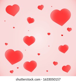 Vector texture background with beautifull red hearts. Abstract pattern. Valentine's day.