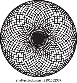 Vector texture or background of repetitive figures and shapes that make up an ornamental circle.