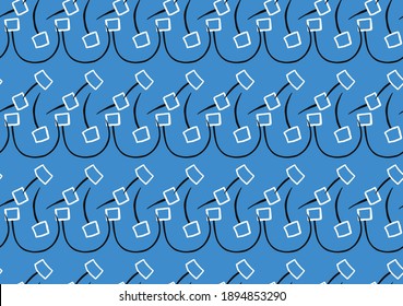 Vector texture background, seamless pattern. Hand drawn, blue, white and black colors.