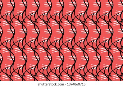Vector texture background, seamless pattern. Hand drawn, red, white and black colors.