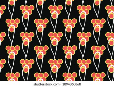 Vector texture background, seamless pattern. Hand drawn, black, red, yellow and white colors.