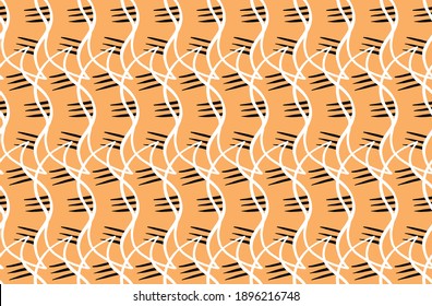 Vector texture background, seamless pattern. Hand drawn, orange, white and black colors.