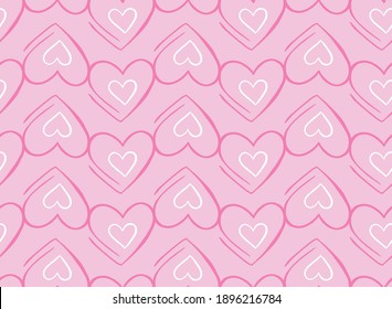 Vector texture background, seamless pattern. Hand drawn, pink and white colors.