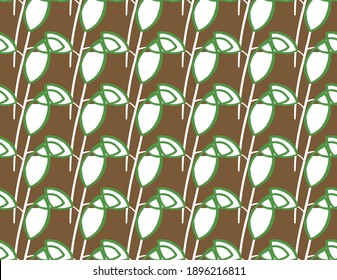 Vector texture background, seamless pattern. Hand drawn, green, brown and white colors.