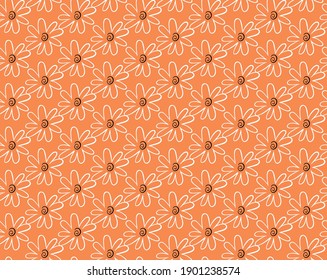 Vector texture background, seamless pattern. Hand drawn, orange, black and white colors.